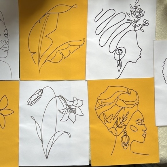 Set of 9 Minimalist Abstract Canvas 8x10 Prints Women & Flower Wall Decor - Picture 2 of 3